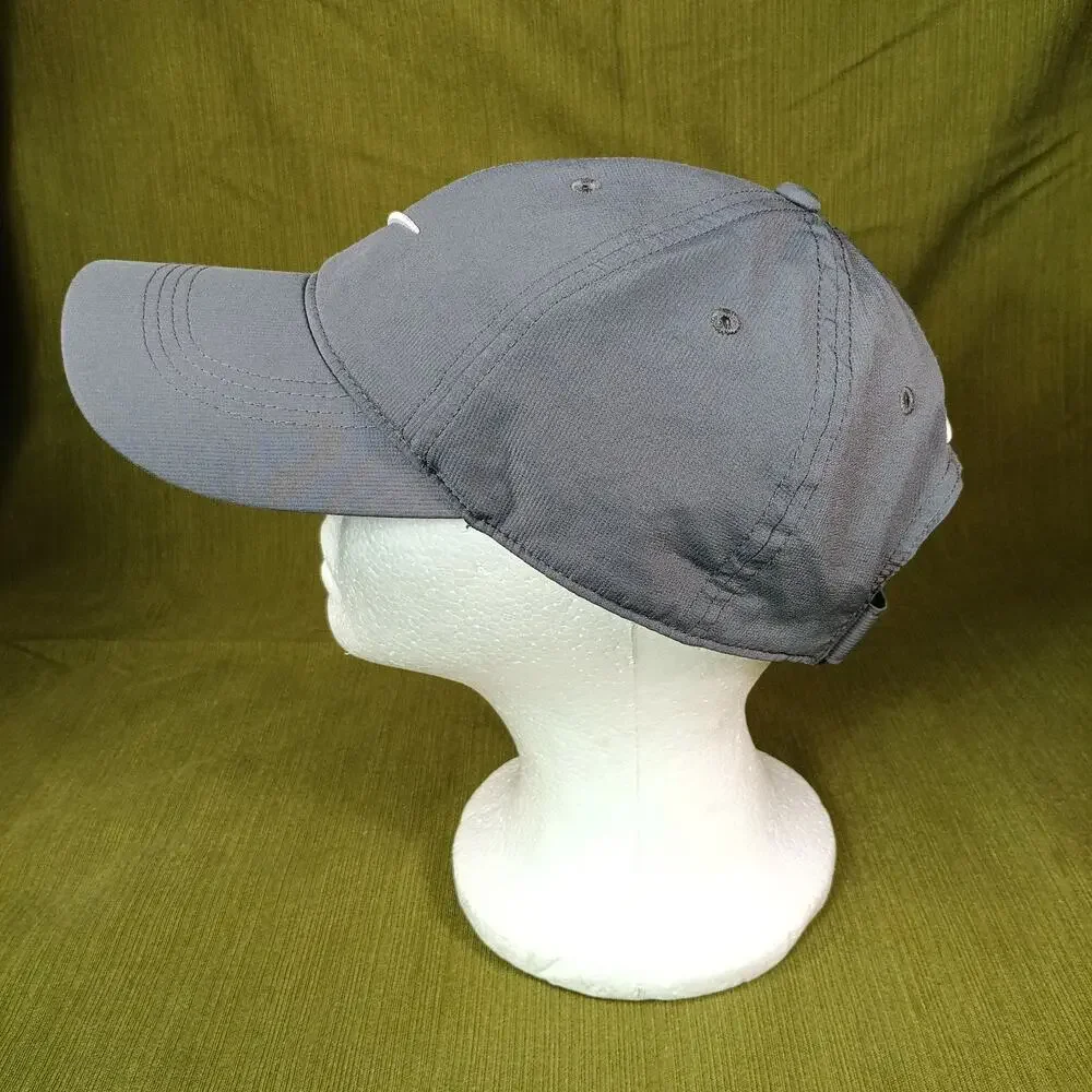 Nike Golf Hat Cap Strapback Gray White Swoosh One Size Adjustable